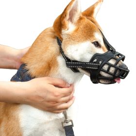 Dog Muzzle Dogs; Prevents Chewing and Biting; Basket Allows Panting and Drinking-Comfortable; Humane; Adjustable; With light reflection (Color: Reflective black, size: No. 3)