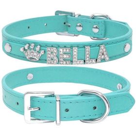 Bling Rhinestone Puppy Dog Collars Personalized Small Dogs Chihuahua (Color: Blue, size: S)